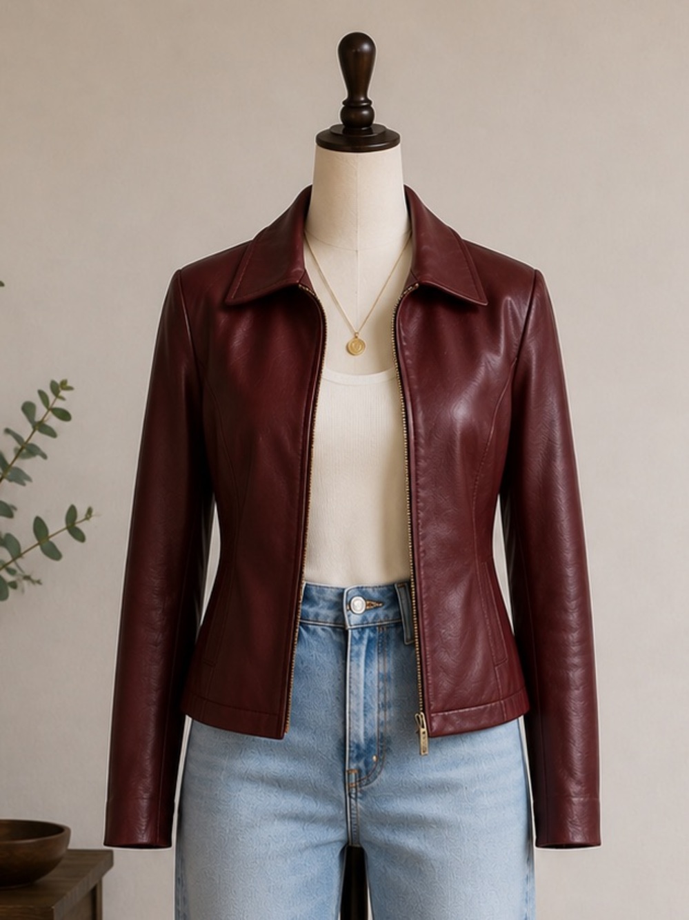 Vintage 90s Y2K Burgundy Genuine Leather Jacket Made in Canada S